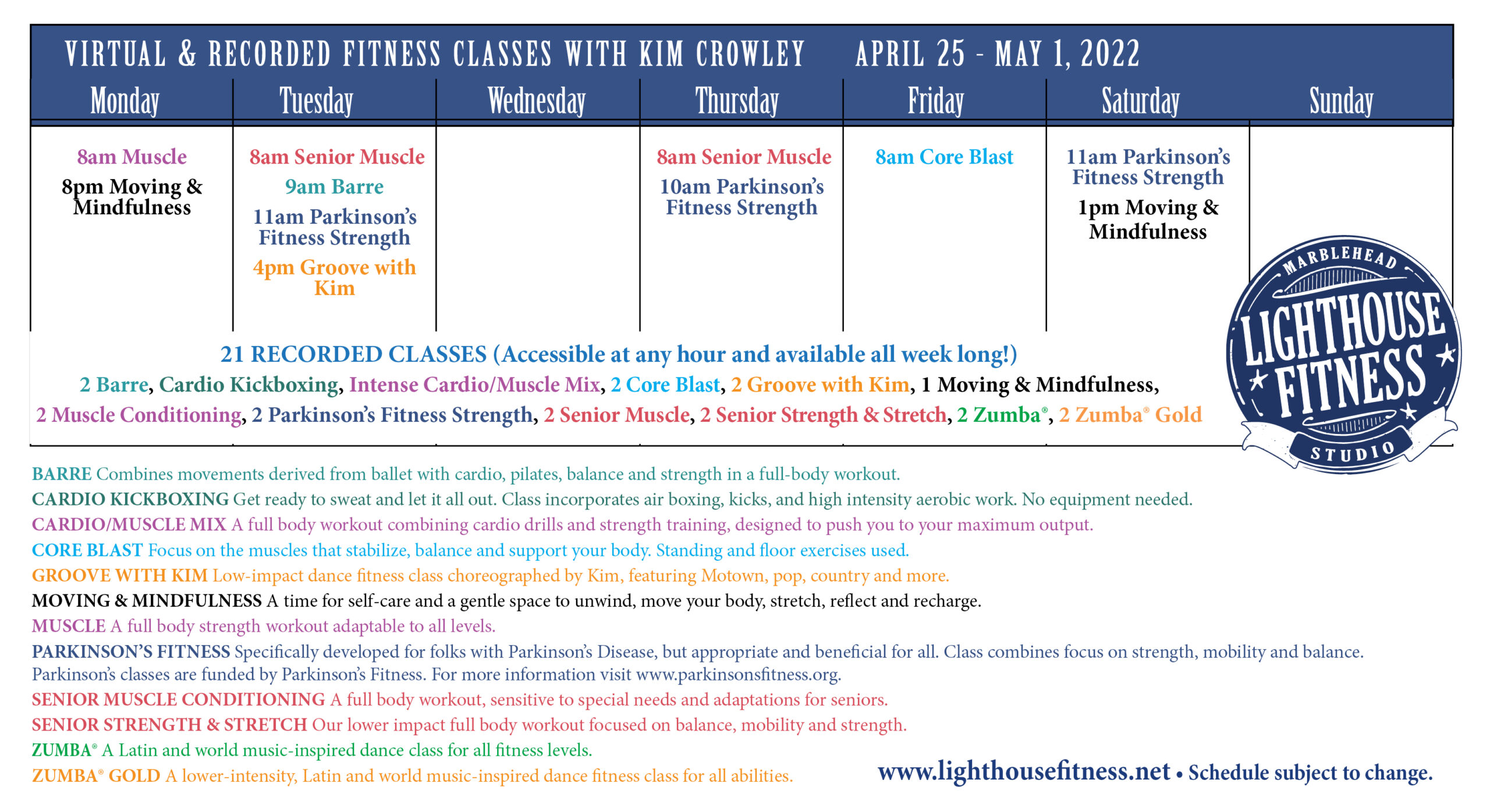 0425 week 2022 virtual class schedule